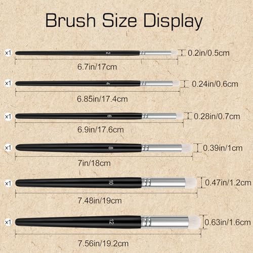 Set de pinceles Dry Brush, 6 tamaños diferentes miniatura 2