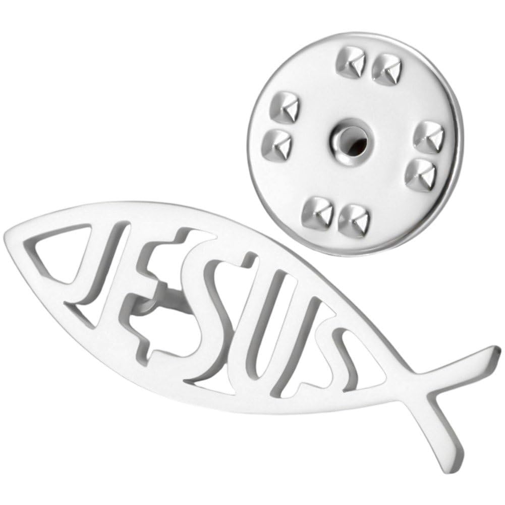 Casiler Stainless Steel Jesus Fish Brooch Pin, Lapel Pin Badge Decorates Shirt Suit Collar Daily Fashion Outfit Matching