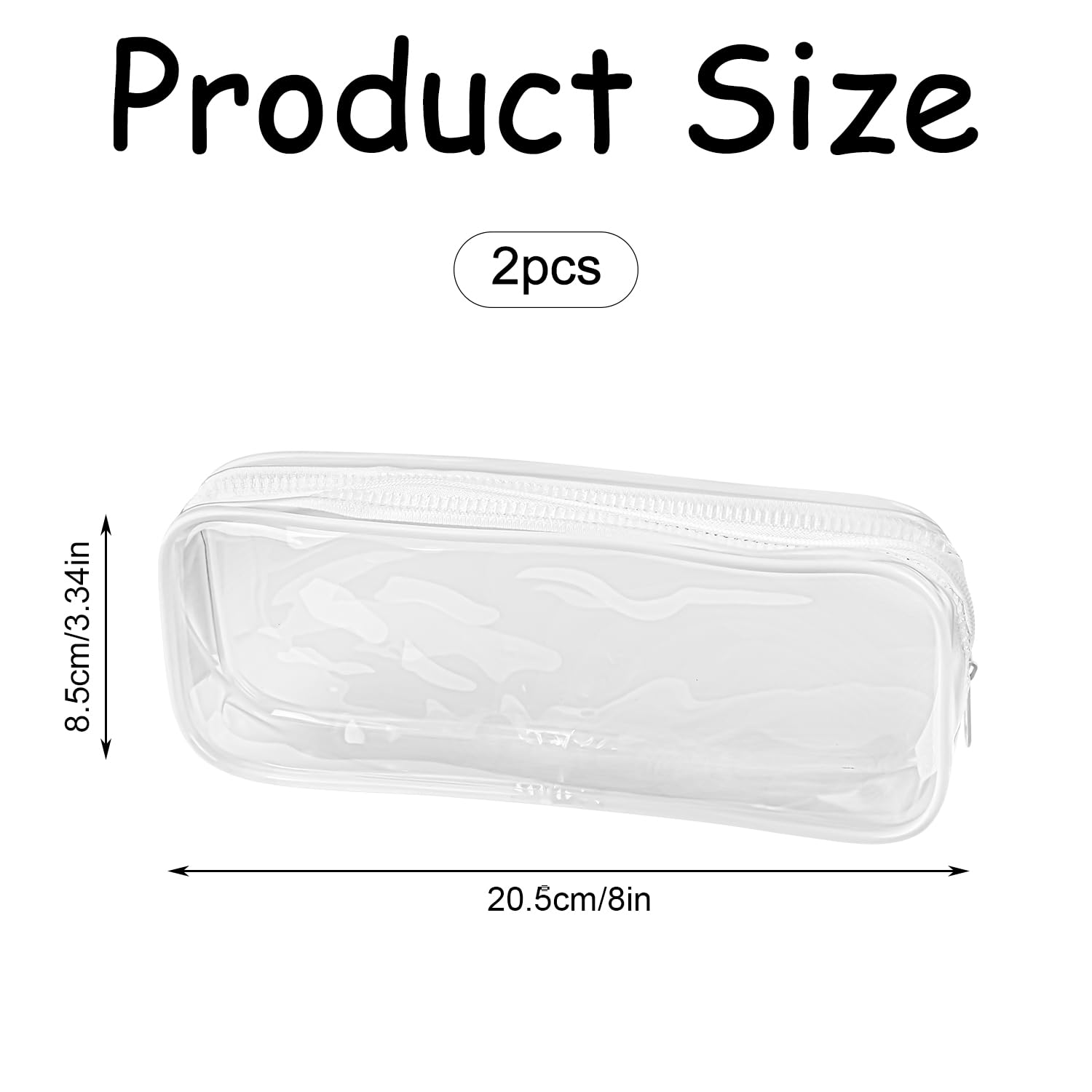Bojueshaw 2pcs Clear Pencil Case,Waterproof PVC Zippered Pencil Case,Makeup Toiletries Bag,Pouch Organizer for Stationery,Toiletries,Makeup - Image 2
