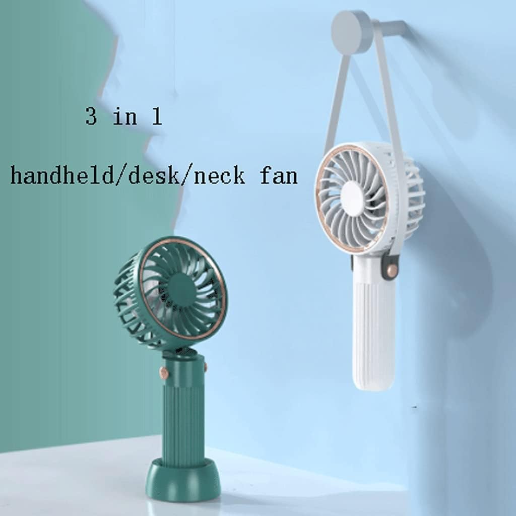 Small Handheld/Desk/Neck Fan,3 in 1 Mini Fan,3 Speed Adjustable & USB Rechargeable Cooling Fan,Small Fan for Outdoor Activity Strong Airflow (Color : Blue)
