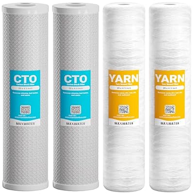 (4 Pack) 20" x 4.5" BB Whole House CTO and String Wound Filter Replacement Works with 20" BB Whole House Water Systems
