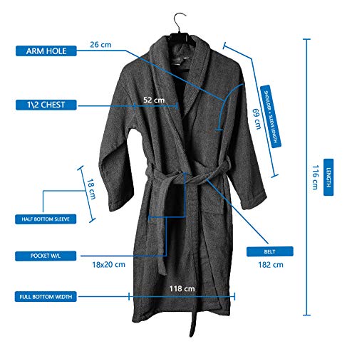 Luxury Cotton Terry Shawl Collar Bathrobe for Men & Women 100% Combed Terry Unisex Spa Robe2