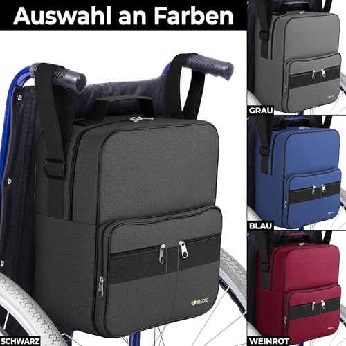 iMedic Deluxe Rollstuhltasche – lässt Sich an den Griffen befestigen, um eine nützliche und praktische Aufbewahrung zu bieten (schwarz)