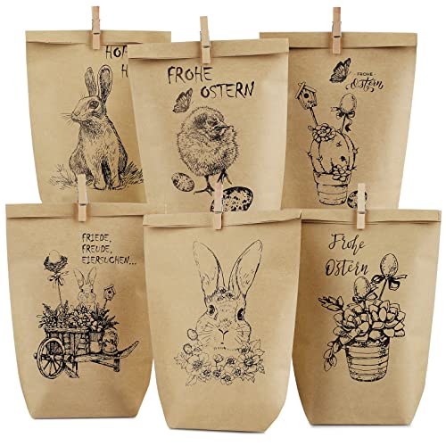 Oster-Aufkleber & Papiertüten Set – Für Ostergeschenke, Eiersuche & Dekoration