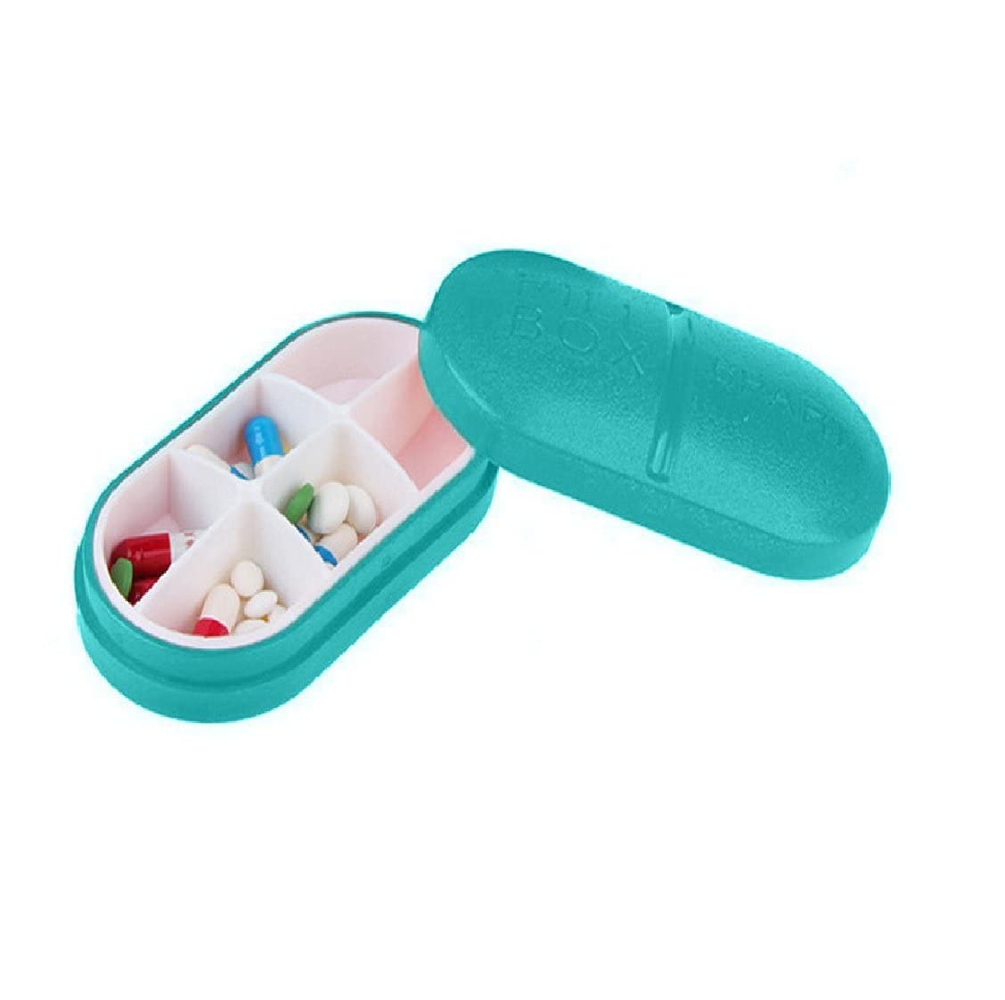 GION Portable 6 Parts Pill Medicine Case Box Medicine Tablet Holder Organizer Dispenser Mini