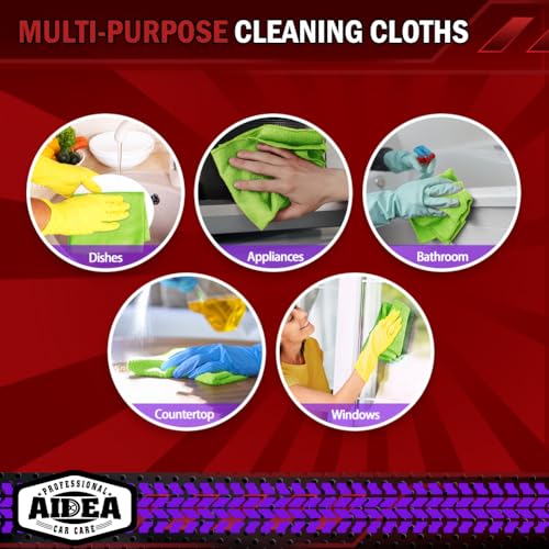 Image of AIDEA Microfiber Cleaning Cloth, 10PK, Microfiber Towels for Cars, Premium All Purpose Car Cloths, Dusting Cloth Cleaning Rags, Absorbent Towels for SUVs, House, Kitchen, Window, 12 inchx12 inch, Green