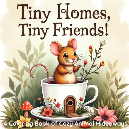 Tiny Homes, Tiny Friends , A Whimsical Coloring Book of Cozy Animal Hideaways: Escape into a world of whimsy and wonder. A cozy