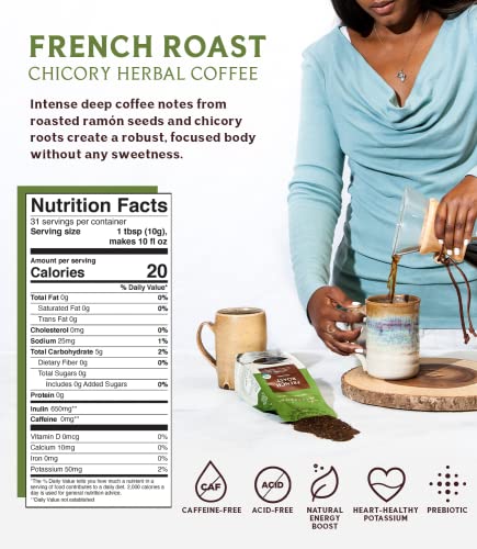 Teeccino Chicory Coffee Alternative French Roast Ground Herbal Coffee That’s Prebiotic, Caffeine-Free & Acid Free, Dark Roast, 11 Ounce (Pack of 2) - Thumbnail 2