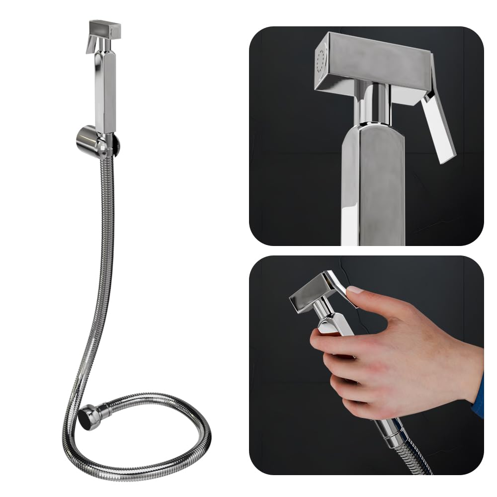 Brass Pro-X1 Health Faucet (Complete Set with 1-Meter Hose Pipe & Wall Hook) | Pure Brass | Chrome Finish | Jet Faucet for Toilet | Bathroom Jet Spray | 1-Year Lorazzo Limited Warranty