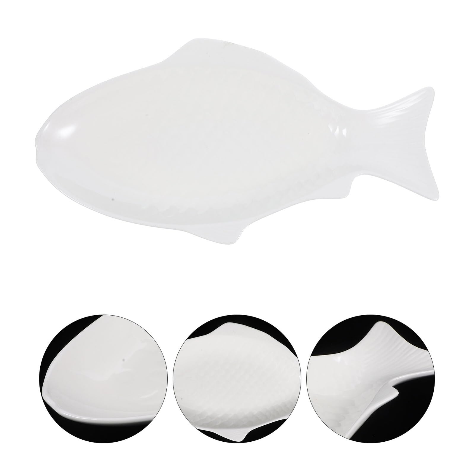 BESPORTBLE Plato de Cerámica para Pescado Diseño Único en Forma de Pez, Bandeja Ligera y Multifuncional Adecuado para Servir Mariscos y Aperitivos en Casa