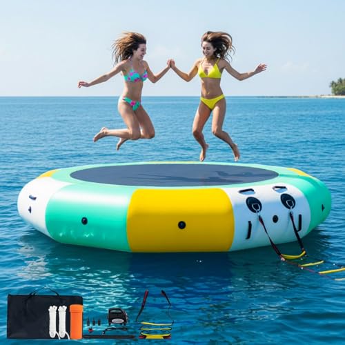 COOLWAVE Water Trampoline for Lake, Floating Trampoline for Lake Pool Ocean with Pump (10FT Yellow)