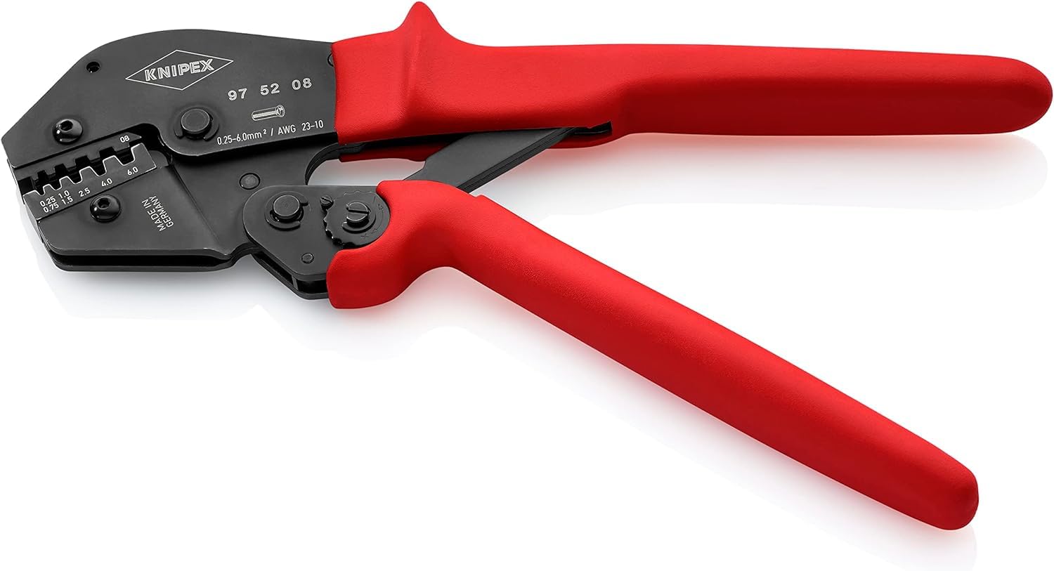 For Cable Links or Ferrules 250mm : KNIPEX 97 52 08 Crimping Pliers also for two-hand operation burnished with non-slip plastic grips 250 mm 1