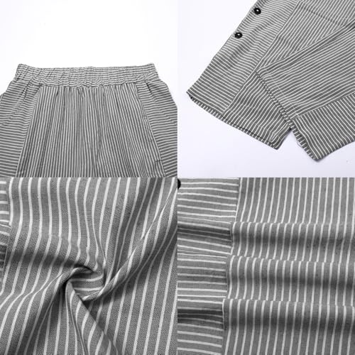 KKONION Women's Linen Pants Gauze Pant : Baggy Sweatpants Side Button Trousers Casual Comfy Work Pantsuit with Pocket4