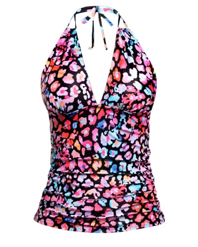 Image of Yonique Women's Halter Tankini Top V Neck Swim Top Tummy Control Bathing Suit