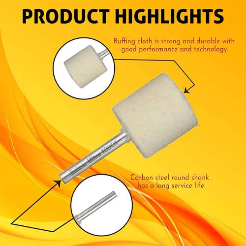 Image of Ultra Touch Felt Mop Wheel | 1 /4 inch Shank | Suitable for Polishing | Can be used with Drill Machine /Die Grinder | Metal Working | Pack of 5 (25 x 25mm)