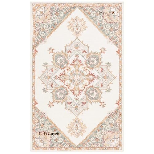 Image of 8x10 Ft Large Wool Rug - Handcrafted Traditional Tufted Carpet for Modern Living Spaces