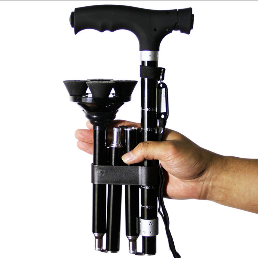 Bastón Plegable para Personas Mayores, aleación de Aluminio, iluminación LED, Altura Ajustable, Bastones de Senderismo, muletas portátiles y Ligeras