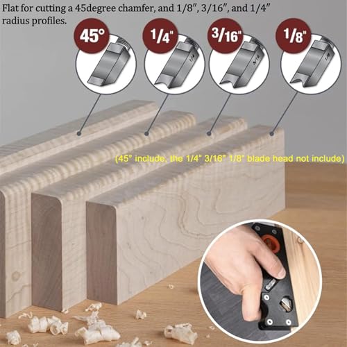 Multifunción Madera Cepillo, Cepillo Chaflán 45 Grados Contornos de Radio 1/8" 3/16" 1/4" Cepilladora Biseladora Cepillo Biselador Manual Con 2 Niveles de Burbuja, para Carpinteros (Rojo) - imagen 3