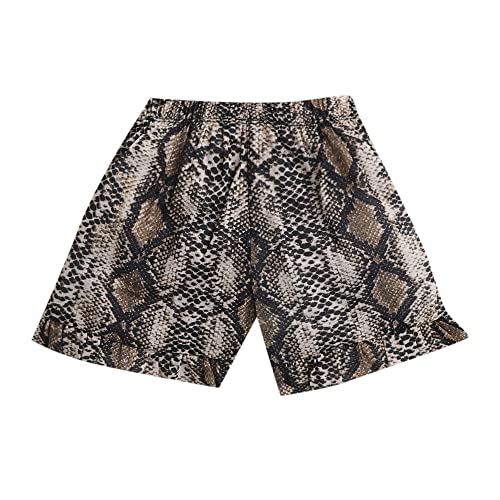 Image of Hopscotch Girls Polyester Animal Print Top and Short Set in Brown Color