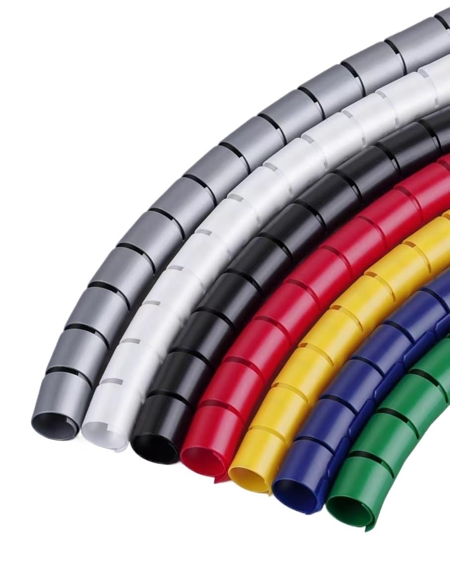 Guaina flessibile per cavi da 10 m, guaina protettiva per cavi, clip a spirale verde per riporre tubi (32 mm)