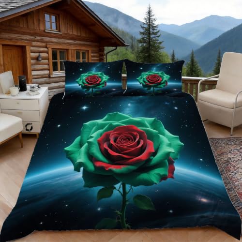 Parure de lit 2 personnes avec housse de couette 200x200 rose et taies 65x65