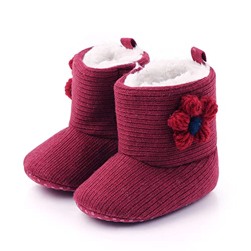 Newborn Baby Girls Knit Booties Non-Slip Sole for Toddler Infant Plush Cozy Socks Shoes