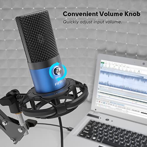 Image of FIFINE T669 Blue USB PC Microphone Kit for Recording Podcasting | Computer Condenser Cardioid Mic, Gain Knob, Arm Stand, Mac Windows PS4 /PS5, Streaming, Gaming, Video, Home Studio