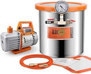 BACOENG 3 Gallon 4.5 CFM Tempered Glass Lid Vacuum Degassing Chamer and Pump Kit, Perfect for Stabilizing Wood, Degassing Silicones, Epoxies and Essential Oils