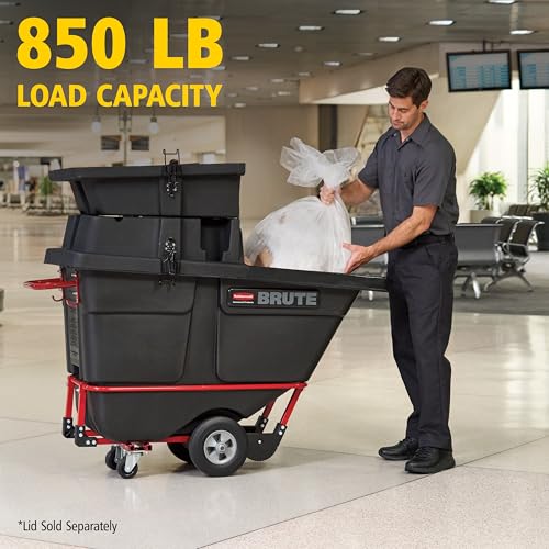 Image of Rubbermaid Commercial Forkliftable Polyethylene Dump Truck, 850-Pound Capacity, Black, for Office Buildings /Schools /Restaurants /Festivals