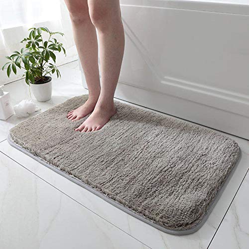 BAIYI Alfombras de Baño Microfibra Antideslizante Antideslizante Súper Absorbente Suave Cómodo Espesar Ducha Alfombra Peluda (Gris)