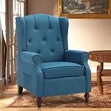 LETATA Wingback Recliner Chair Heated Massage Sofa, Vintage Upholstered Accent Chair Mid-Century, Pu