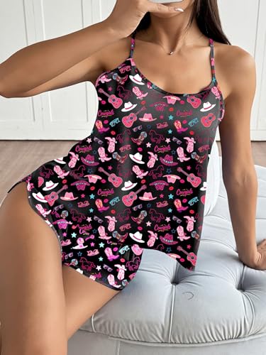 Image of Ekouaer Silk Pajamas Set for Women Satin Backless Lingerie Pjs Cami Top and Shorts Nightwear