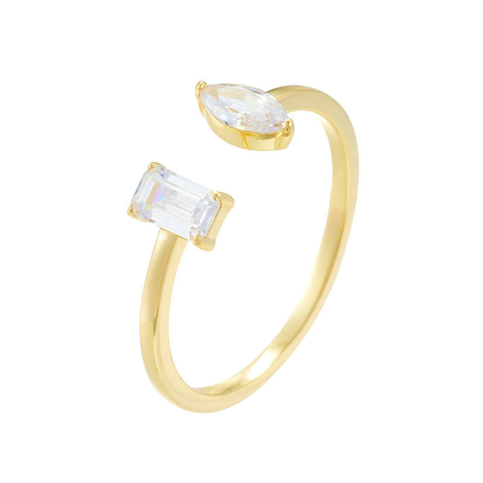 Anillos de compromiso de oro amarillo de 9 quilates, 14 quilates y 18 quilates para ella, abierto con moissanita