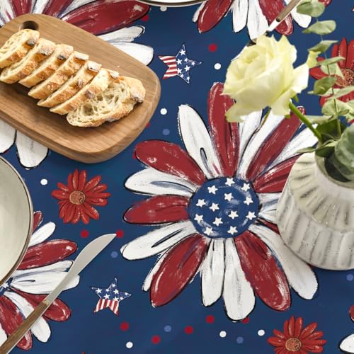 Horaldaily-4th-of-July-Tablecloth-6084-Inch-Rectangular-Patriotic-Memorial-Day-Red-and-Blue-Print-Flowers-Independence-Day-Washable-Table-Cover-for-Party-Picnic-Dinner-Decor Horaldaily 4th of July Tablecloth 6084 Inch Rectangular Patriotic Memorial Day Red and Blue Print Flowers Independence Day Washable Table Cover for Party Picnic Dinner Decor