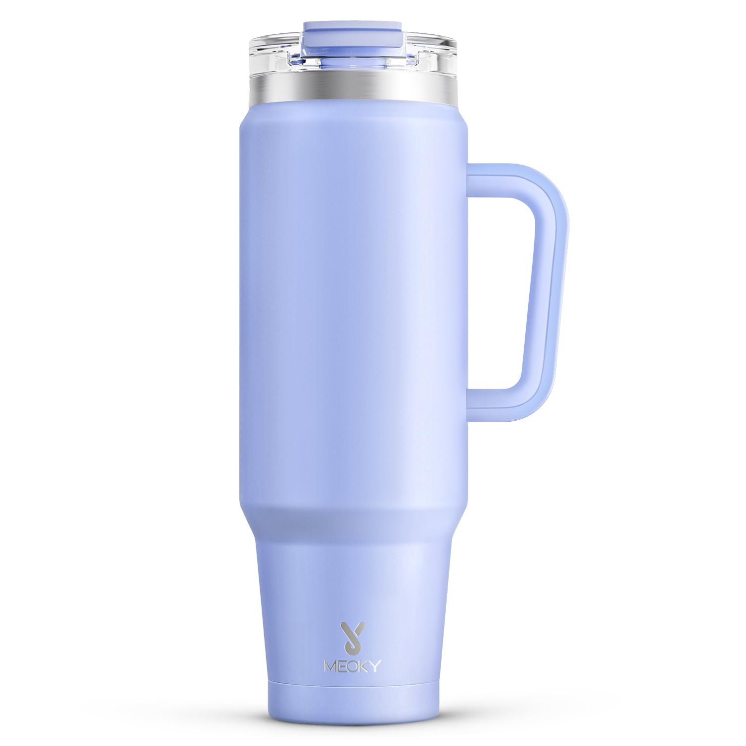 Meoky 40 oz Tumbler with Handle and Straw, Insulated Tumbler with Lid and Straw, Stainless Steel Travel Mug, Keeps Cold for 34 Hours, 100% Leak Proof, Fits in Car Cup Holder (Lilac)