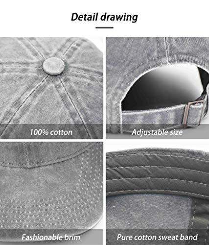 Image of 3 Pack Vintage Washed Cotton Adjustable Baseball Caps for Men Women Unstructured Low Profile Plain Classic Dad Hat