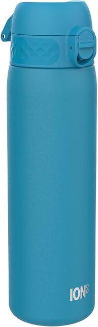 Ion8 Leak Proof Slim Water Bottle, Stainless Steel, 600ml (20oz)