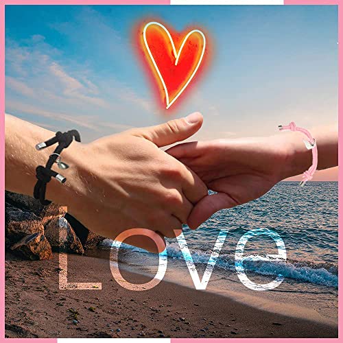 2Pcs Magnetic Bracelets For Couples His And Her Bracelets Heart Bracelets Matching Bracelets For Couples Couple Bracelet For Boyfriend Girlfriend Friendship Gift For Women Men (2-Black, Pink) #TOP4