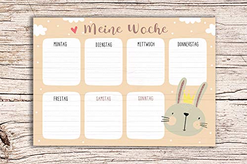 Meine Woche beige sand mit Hasen Motiv - Block A5 Wochenkalender Planer Kinder Wochenplaner