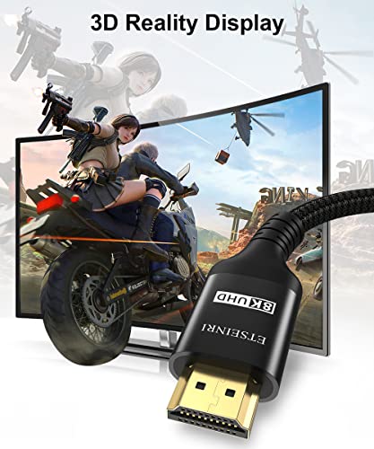 8K HDMI 2.1 Kabel 2M, Etseinri Gecertificeerd 48Gbps Ultrahoge Snelheid HDMI Kabel Ondersteuning 8K@60Hz 4K@120Hz eARC HDCP 2.2&2.3 Dynamische HDR Dolby Atmos Compatibel met PS5 HDTV Monitor en meer - Image 7