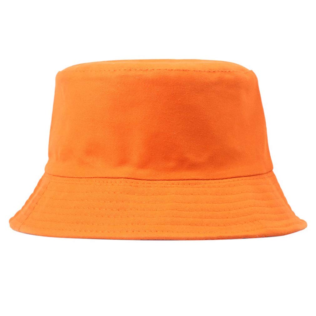 Junhouse Unisex Women Men Cotton Sun Hat Fisherman Fishing Bucket Cap Orange