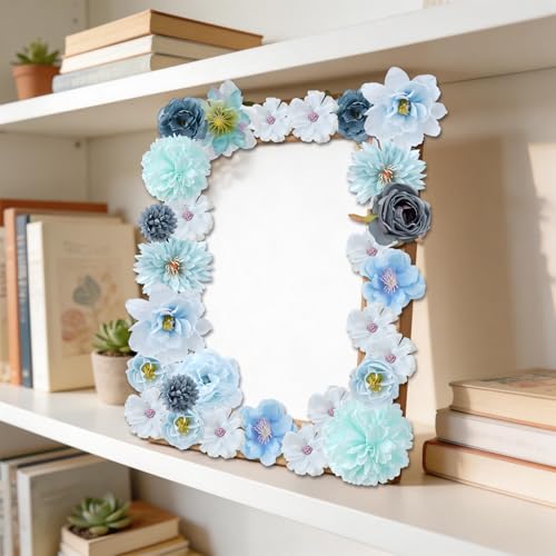 27 Pcs Faux Flowers Small Artificial Flower for DIY Craft Supplies for Wedding Party Graduation Home Decor (27, Blue) image 8