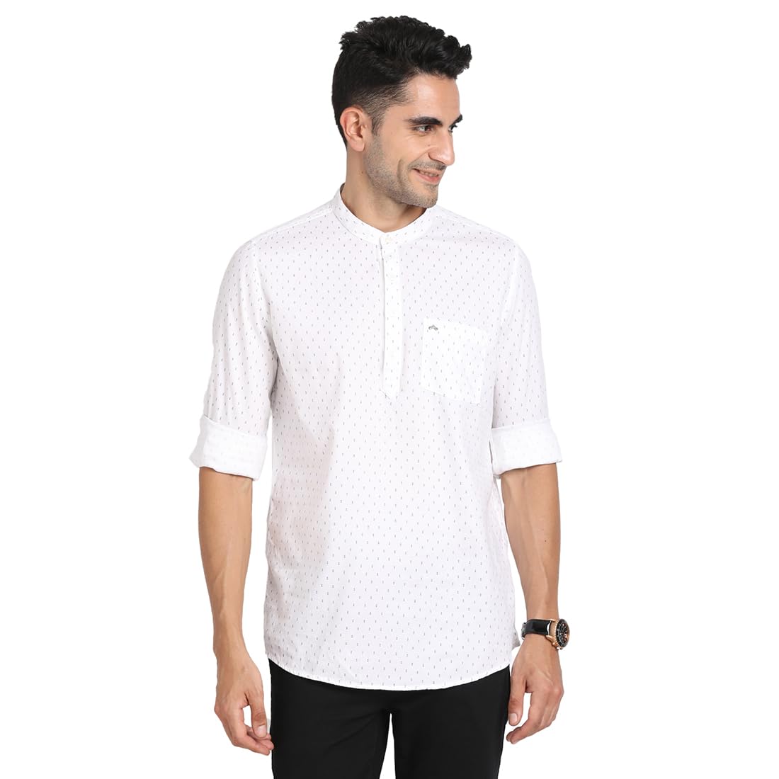 turtle Men 100% Cotton Printed Slim Fit Casual Kurta Shirt-picture-16
