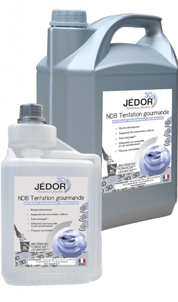 Nettoyant Sol - Détergent Jedor 3D surodorant premium sans rinçage - Bidon 5l - Parfum Tentation Gourmande