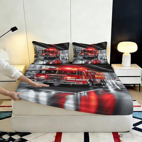 Housse de matelas camion de pompier lavable pour protéger le lit enfant - 7