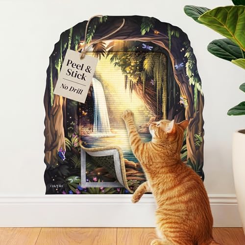 Wall Art Cat Scratcher - Decorative Wall Mounted Cat Scratcher with Removable Decal Wall Scratch Pad for Cats with Sisal Cat Scratcher Large Protective Wall Scratchers for Indoor Cats