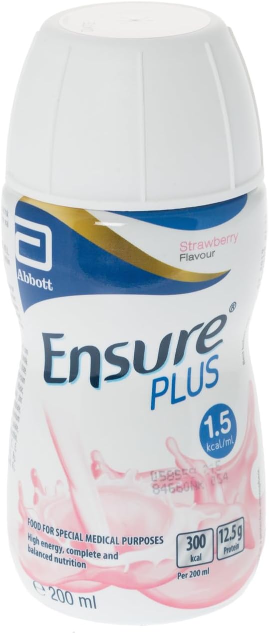 Ensure Plus Milkshake Style Nutritional Supplement Drink Flavour Contains Protein Vitamins and Minerals, Strawberry, 200ml (Pack of 24)