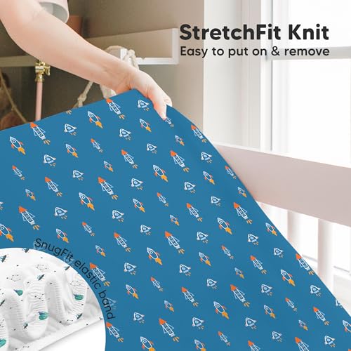 Image of KeaBabies 2pk Baby Crib Sheets for Boys Girls, 52x28 Fitted (Space Quest) | Viscose Derived from Bamboo, Toddler Bed Sheets Neutral, Fitted Crib Mattress Sheet for Standard Baby Bedding, Soft, Cozy