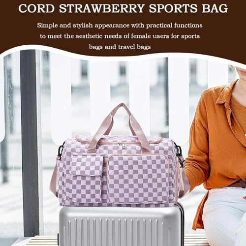 Duffle Bag for Travel - Large Capacity Duffel Pack,Waterproof Plaid Travel Bag with Shoe Compartment for Camping Swimming Beach Swim Pool Sports Gym2