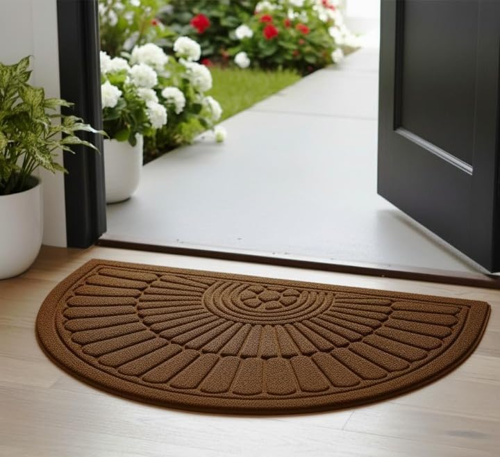 Fabzone Half Round Anti-Skid Door Mat for Entrance | Heavy Duty Indoor & Outdoor Floor Mat for Home & Office (Brown)-image-46